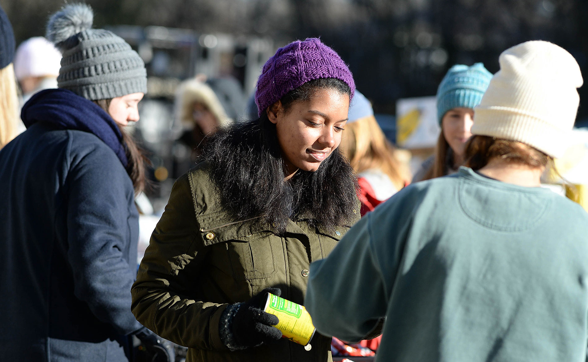 Students in the cold