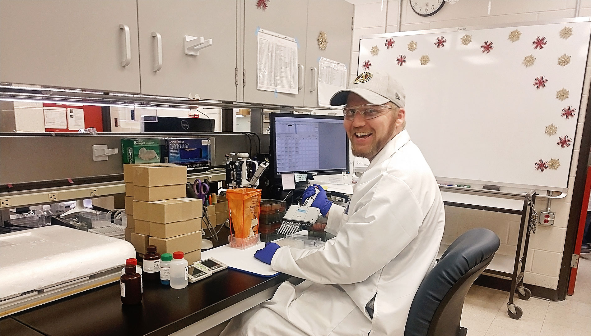 Jason Hatfield working in a lab