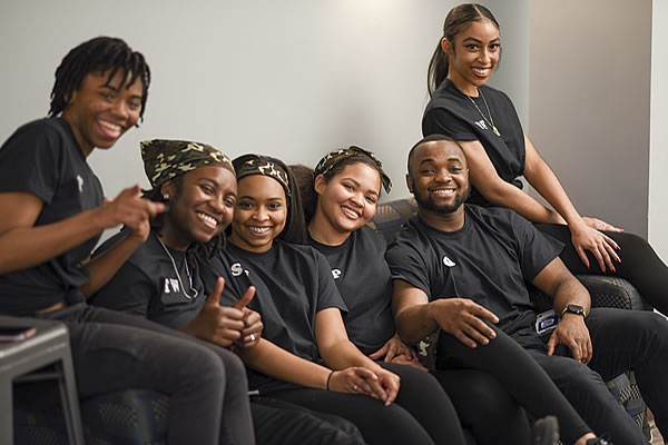 A smiling group of students